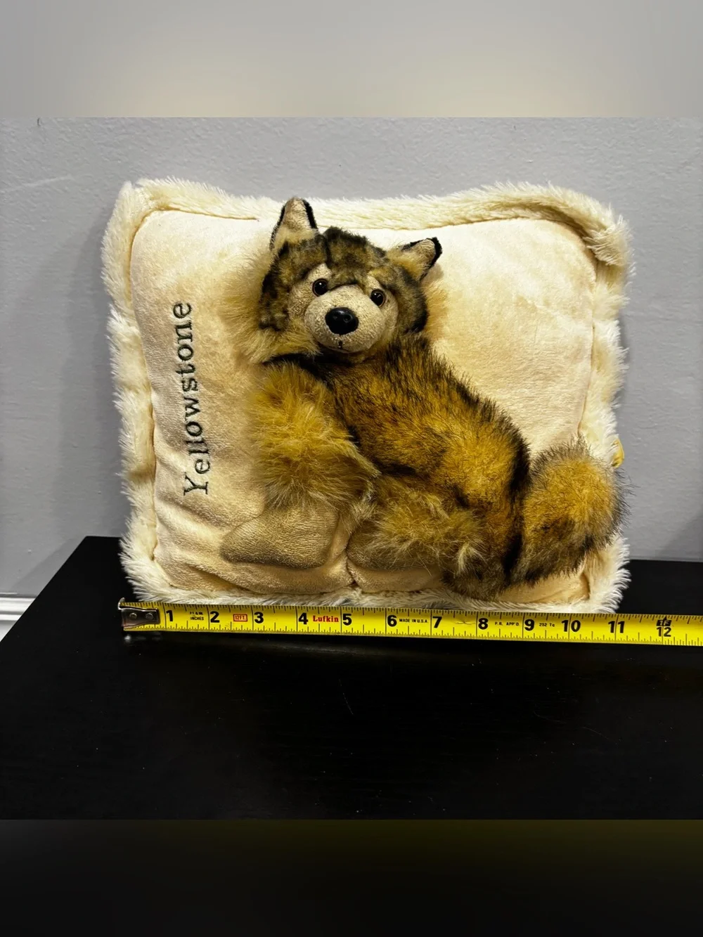 Jaag plush Yellowstone Faux Fur Wolf Accent throw Pillow 3d stuffed animal